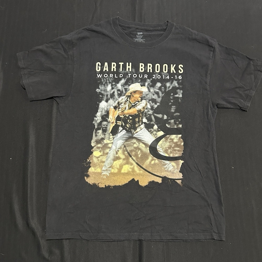 Hanes Garth Brooks 2014-16 World Tour T-Shirt Adult Large Black Graphic Country